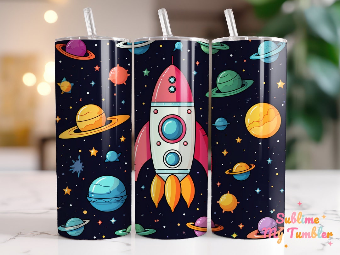 Skinny Rocketship Outer Space Rocket Ship Tumbler Wrap: 20oz Skinny Tumbler Sublimation ...