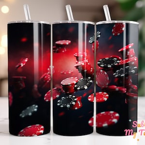 Casino Poker Tumbler Wrap Poker Chips All In 20oz Skinny Tumbler Sublimation Design Straight And Tapered Tumbler Wrap Digital Download PNG