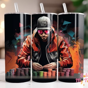 A Poker Player Tumbler Wrap Poker Face 20oz Skinny Tumbler Poker Sublimation Design Straight And Tapered Tumbler Wrap Digital Download PNG