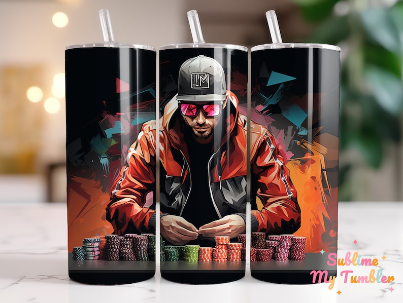 A Poker Player Tumbler Wrap Poker Face 20oz Skinny Tumbler Sublimation Design Straight And Tapered Tumbler Wrap Digital Download PNG