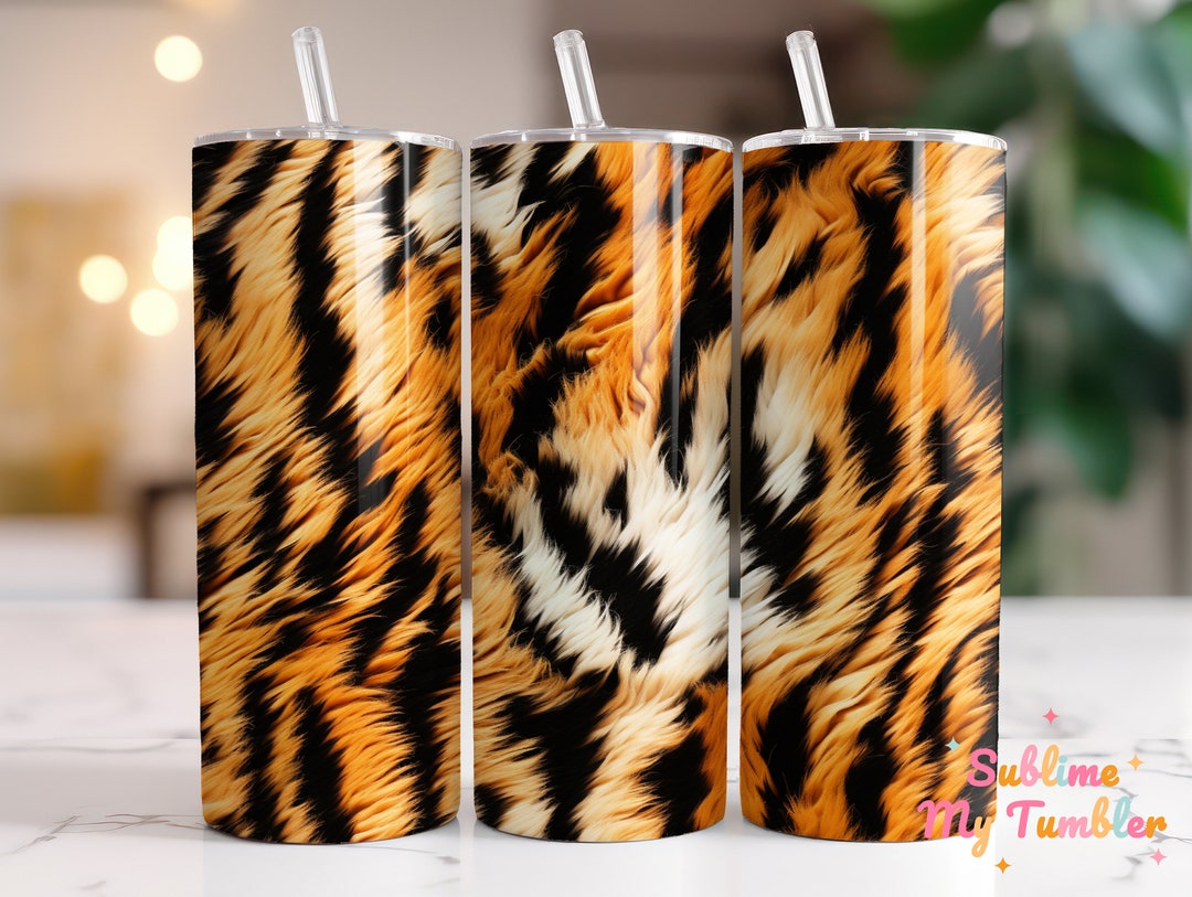 Seamless Tiger Fur Tumbler Wrap Tiger Fur 20oz Skinny Tumbler Sublimation Design Straight and