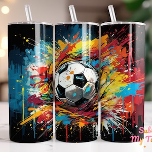Soccer Ball Tumbler Wrap Sport Soccer Art PNG 20oz Skinny Tumbler Sublimation Design Straight And Tapered Tumbler Wrap Digital Download PNG