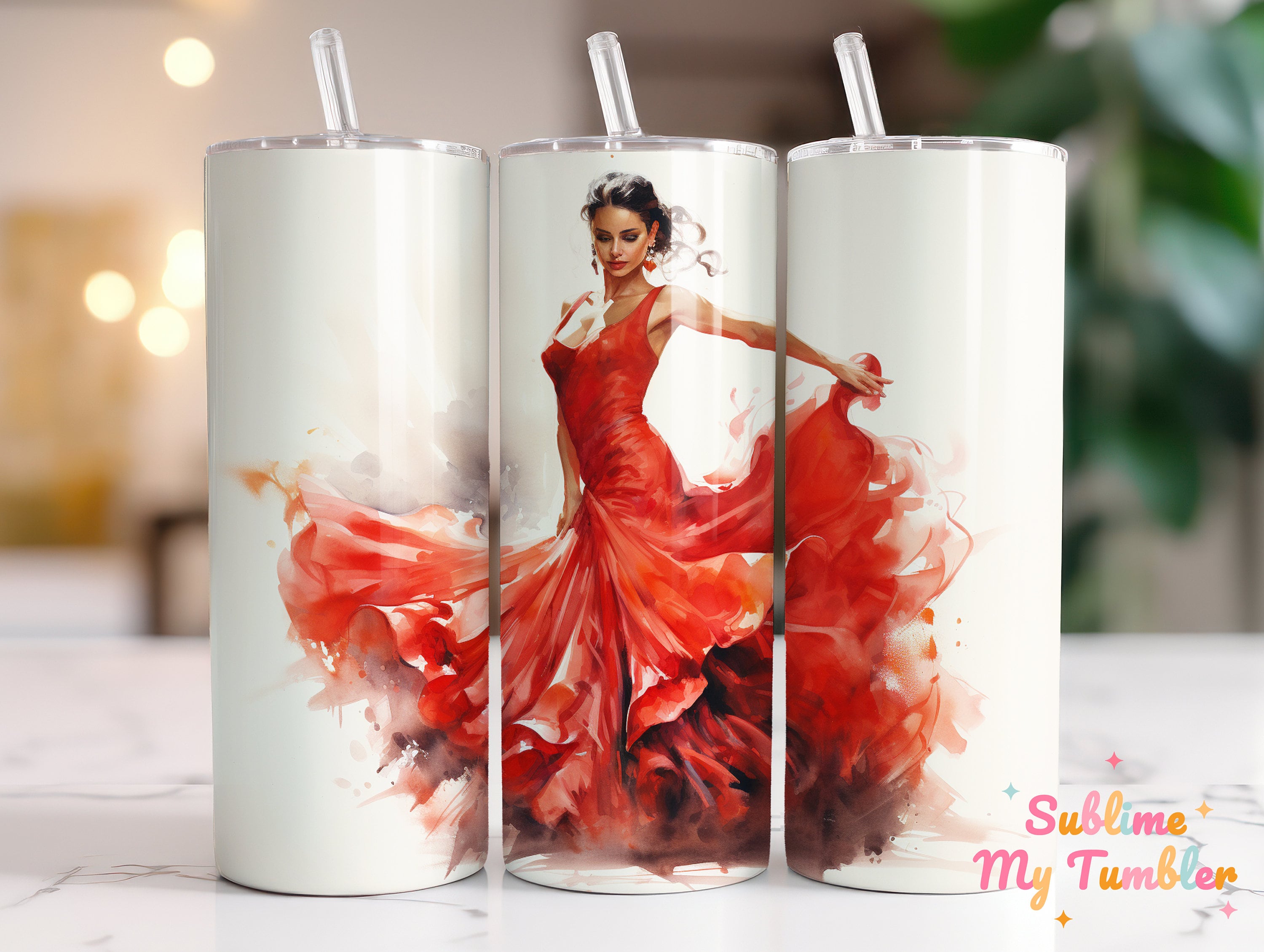 Envoltura para vaso de bailarina de flamenco, diseño de sublimación de vaso delgado de 20 oz para danza española, envoltura para vaso recta y cónica, descarga digital PNG
