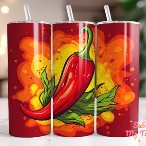 Hot Pepper Tumbler Wrap Red Pepper Tumbler 20oz Skinny Tumbler Sublimation Design Straight And Tapered Tumbler Wrap Digital Download PNG