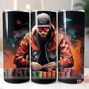 A Poker Player Tumbler Wrap Poker Face 20oz Skinny Tumbler Sublimation Design Straight And Tapered Tumbler Wrap Digital Download PNG
