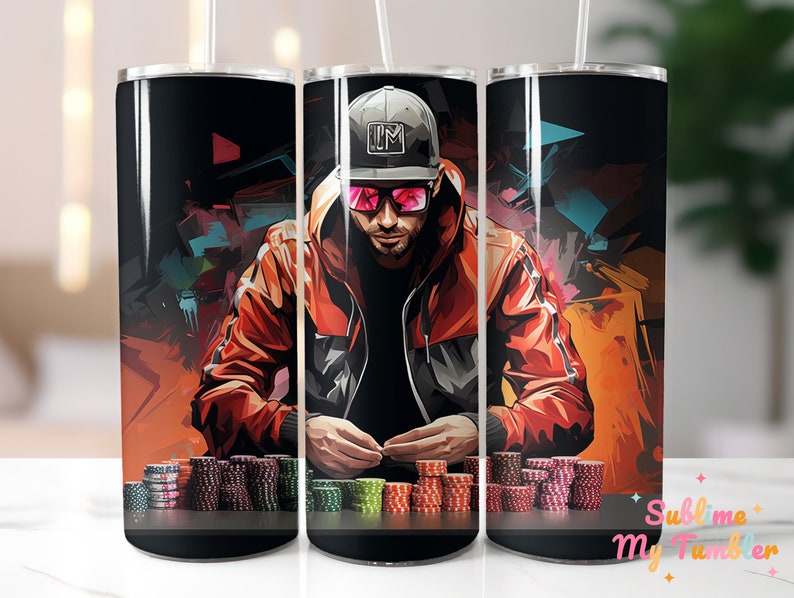 A Poker Player Tumbler Wrap Poker Face 20oz Skinny Tumbler Sublimation Design Straight And Tapered Tumbler Wrap Digital Download PNG