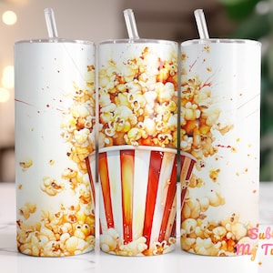 Popcorn Bucket Tumbler Wrap Pop Corn Movie 20oz Skinny Tumbler Sublimation Design Straight And Tapered Tumbler Wrap Digital Download PNG