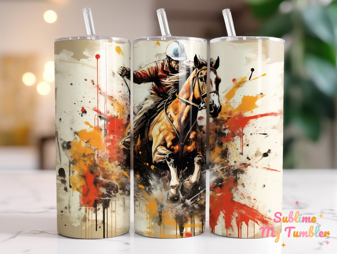 Horse Riding Tumbler Wrap Horse Lovers Tumbler 20oz Skinny Tumbler ...