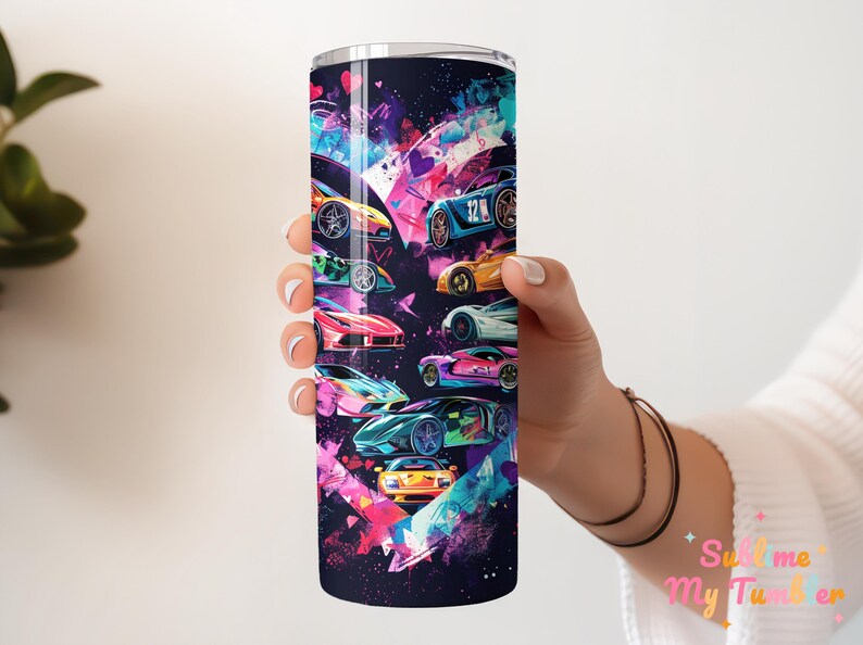 Sport Cars Tumbler Wrap Racing Car Lovers 20oz Skinny Tumbler