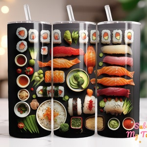 Sushi Platter Tumbler Wrap Japanese Food Art 20oz Skinny Tumbler Sublimation Design Straight And Tapered Tumbler Wrap Digital Download PNG