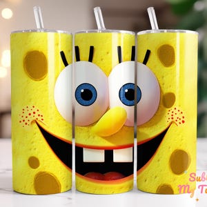 Cartoon Character Tumbler Wrap Sponge Cartoon 20oz Skinny Tumbler Sublimation Design Straight And Tapered Tumbler Wrap Digital Download PNG