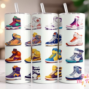 Sneaker Tumbler Wrap Sneakers Art Footwear PNG 20oz Skinny Tumbler Sublimation Design Straight And Tapered Tumbler Wrap Digital Download PNG