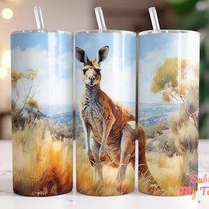 Kangaroo Tumbler Wrap Kangaroo Desert Landscape 20oz Skinny Tumbler Sublimation Design Straight And Tapered Tumbler Wrap Digital Download