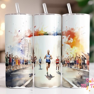 Runners In A Marathon Tumbler Wrap: 20oz Skinny Tumbler Sublimation Design (Digital Download PNG)
