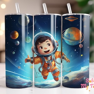 Kid Astronaut Exploring Space Tumbler Wrap 20oz Skinny Tumbler Sublimation Design Straight And Tapered Tumbler Wrap Digital Download PNG