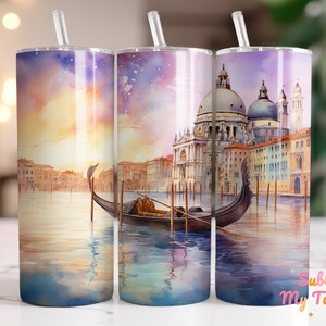 Gondola Venice Tumbler Wrap Venice Gondola 20oz Skinny Tumbler Sublimation Design Straight And Tapered Tumbler Wrap Digital Download PNG