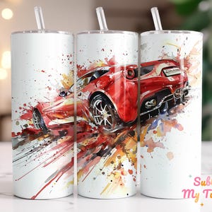Watercolor Sport Car Tumbler Wrap Fast Car Men 20oz Skinny Tumbler Sublimation Design Straight And Tapered Tumbler Wrap Digital Download PNG