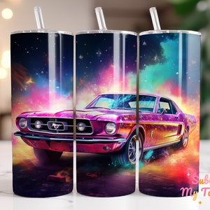 Girly Muscle Car Tumbler Wrap American Car 20oz Skinny Tumbler Sublimation Design Straight And Tapered Tumbler Wrap Digital Download PNG