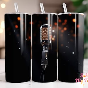 Microphone For Singer Tumbler Wrap Music Song 20oz Skinny Tumbler Sublimation Design Straight And Tapered Tumbler Wrap Digital Download PNG