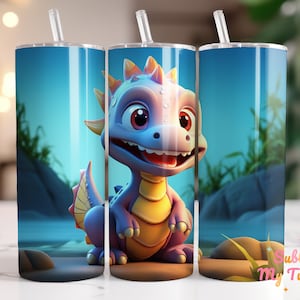 Dinosaur Tumbler Wrap Childrens Dinosaur Kids 20oz Skinny Tumbler Sublimation Design Straight And Tapered Tumbler Wrap Digital Download PNG