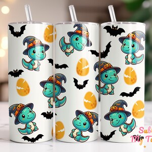 Halloween Dinosaur Tumbler Wrap Kids Tumbler 20oz Skinny Tumbler Sublimation Design Straight And Tapered Tumbler Wrap Digital Download PNG