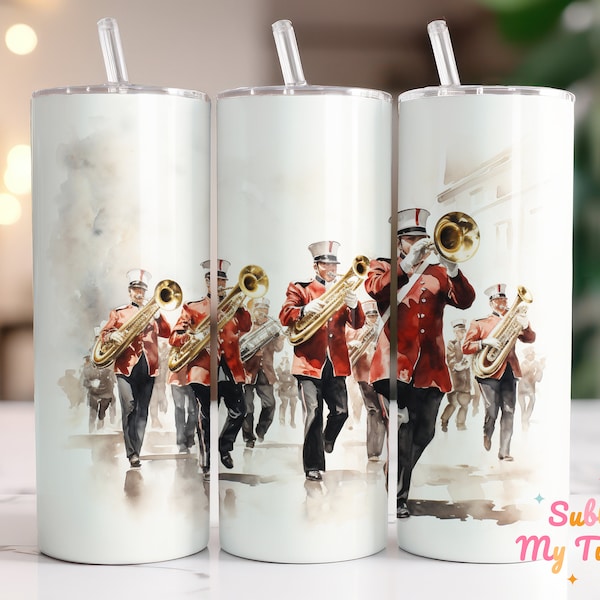 A Brass Band Parading Tumbler Wrap Music Band 20oz Skinny Tumbler Sublimation Design Straight And Tapered Tumbler Wrap Digital Download PNG