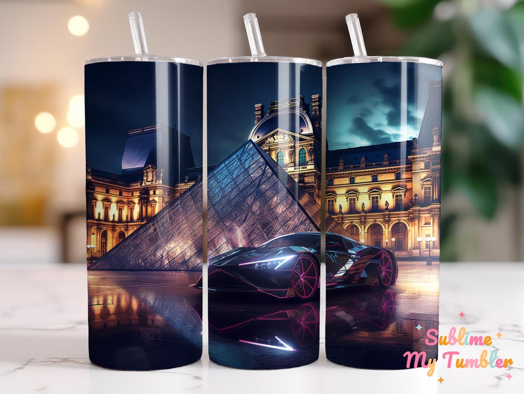 Race Car Louvre Pyramid Tumbler Wrap: 20oz Skinny Tumbler Sublimation ...