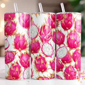 Dragon Fruit Tumbler Wrap Summer Fruit Pattern 20oz Skinny Tumbler Sublimation Design Straight And Tapered Tumbler Wrap Digital Download PNG