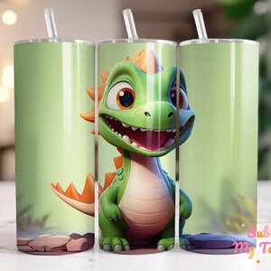 Childrens Dinosaur Tumbler Wrap Baby Dinosaur 20oz Skinny Tumbler Sublimation Design Straight And Tapered Tumbler Wrap Digital Download PNG