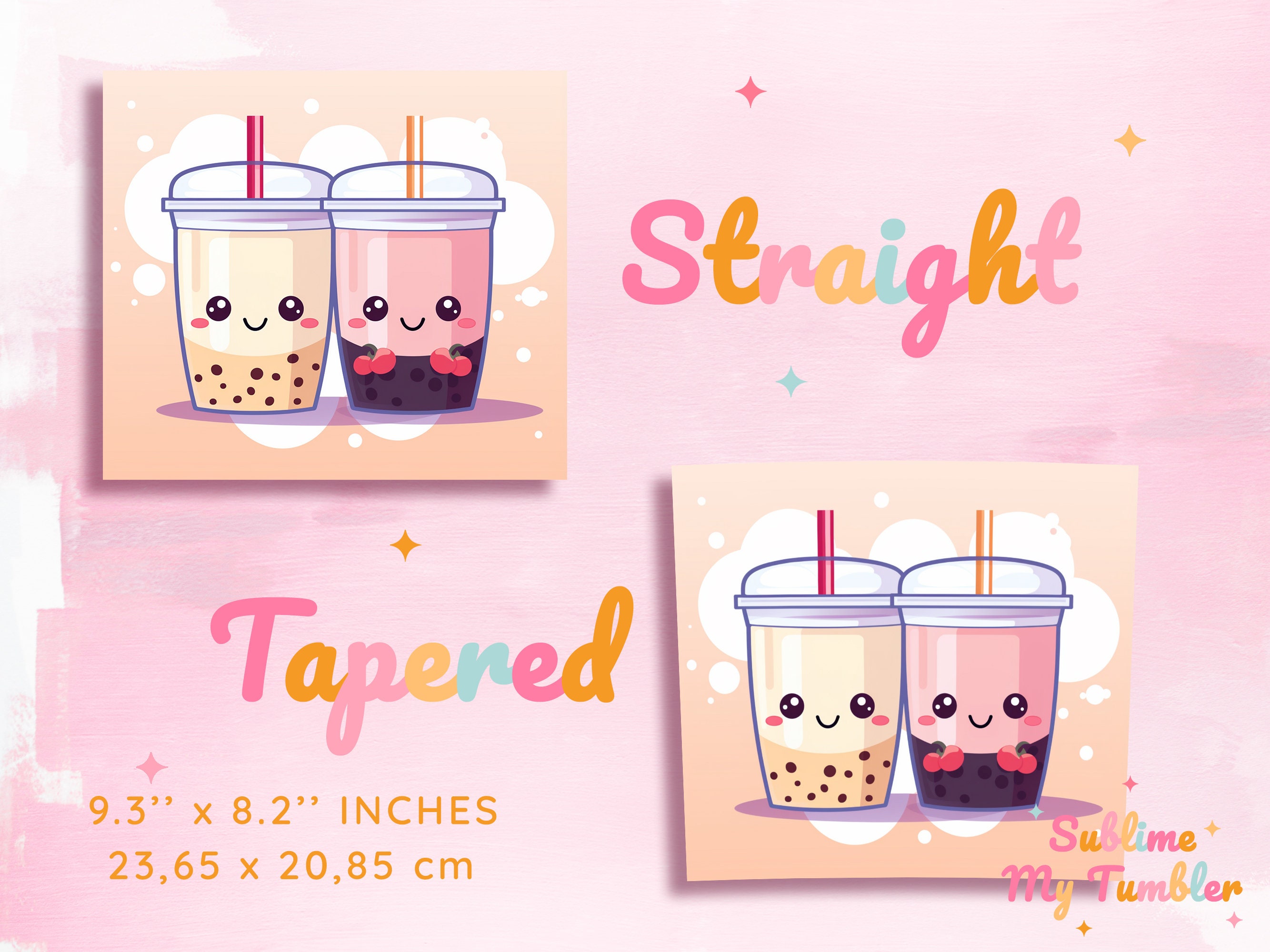 Kawaii Cute Bubble Tea Tumbler Wrap, Boba PNG, 20oz Skinny Tumbler