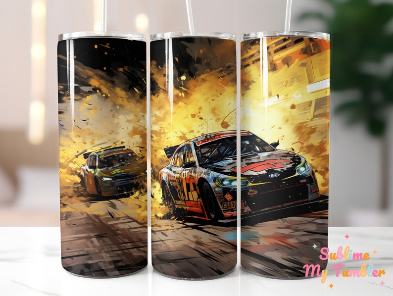 Race Car Battle Tumbler Wrap Racing Car 20oz Skinny Tumbler Sublimation