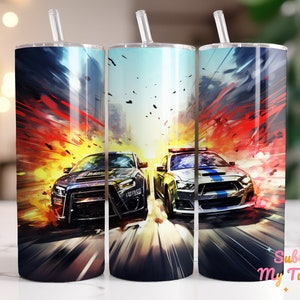 Envoltura para vaso de carreras de tuning de coches Car Duel, vaso delgado de 20 oz, diseño de sublimación, envoltura para vaso recto y cónico, descarga digital PNG