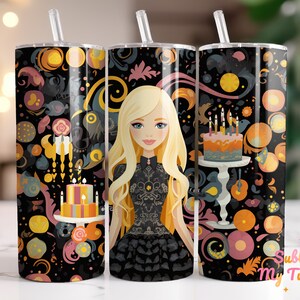 Birthday Blonde Girl Tumbler Wrap Birthday 20oz Skinny Tumbler Sublimation Design Straight And Tapered Tumbler Wrap Digital Download PNG