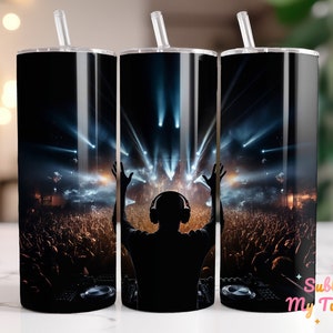 DJ Tumbler Wrap DJ On Stage Night Party Music 20oz Skinny Tumbler Sublimation Design Straight And Tapered Tumbler Wrap Digital Download PNG