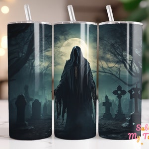 Scary Grim Reaper Tumbler Wrap: 20oz Skinny Tumbler Sublimation Design (Digital Download PNG)