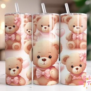 Teddy Bear Tumbler Wrap Bear Tumbler For Kids 20oz Skinny Tumbler Sublimation Design Straight And Tapered Tumbler Wrap Digital Download PNG