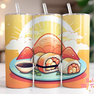 Sushi Lover Food Art Tumbler Wrap: 20oz Skinny Tumbler Sublimation Design (Digital Download PNG)