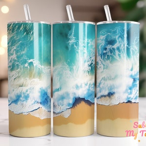 Beach Tumbler Wrap Ocean Beach Vacation Summer 20oz Skinny Tumbler Sublimation Design Straight And Tapered Tumbler Wrap Digital Download PNG