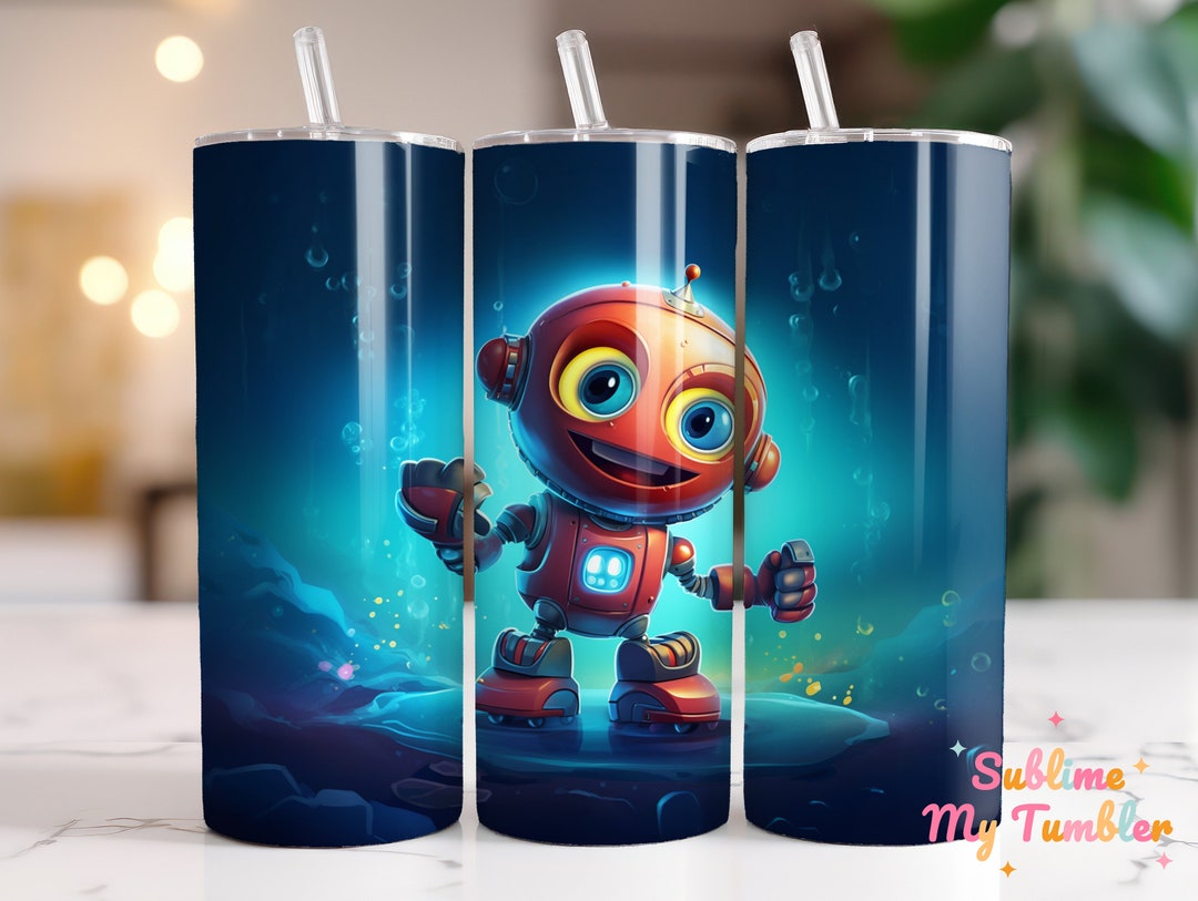 Little Robot Tumbler Wrap Robot Sublimation 20oz Skinny Tumbler ...