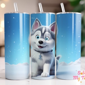 Cute Husky Tumbler Wrap Adorable Puppy Dog PNG 20oz Skinny Tumbler Sublimation Design Straight And Tapered Tumbler Wrap Digital Download PNG