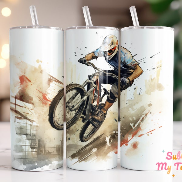 Flying BMX Making Dust Tumbler Wrap Bike 20oz Skinny Tumbler Sublimation Design Straight And Tapered Tumbler Wrap Digital Download PNG