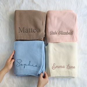 Personalized Baby Blanket, Embroidered Baby Blanket, Custom Name Baby Blanket, Soft Knit Cotton Blanket, Newborn Baby shower Gift