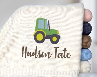 Personalized Baby Blanket, Embroidery Baby Blanket, Custom Truck Baby Blanket, Baby Boy Gift, Personalized Baby Gift, Newborn Gift