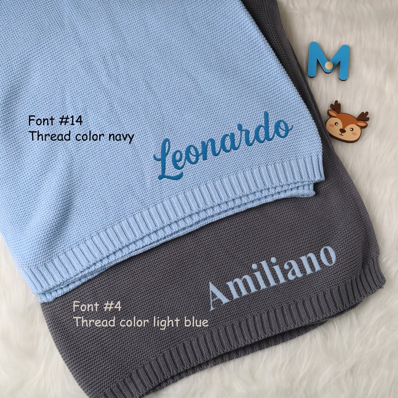 Manta de bebé personalizada, manta de bebé bordada, manta de bebé con nombre personalizado, punto de algodón suave, regalo de baby shower para recién nacidos imagen 10