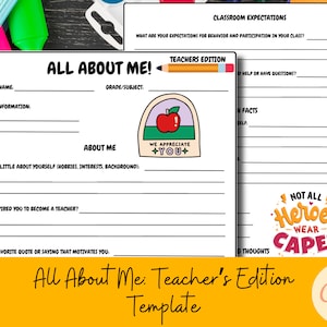 Editable Get to Know the Teacher, All About Me Worksheet, Teacher Questionnaire, Teacher Survey, Interview Printable Template