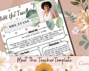 Editable Meet the Teacher Template, Back to School Teacher Template, School Open House, Teacher About Me, Get to Know Me