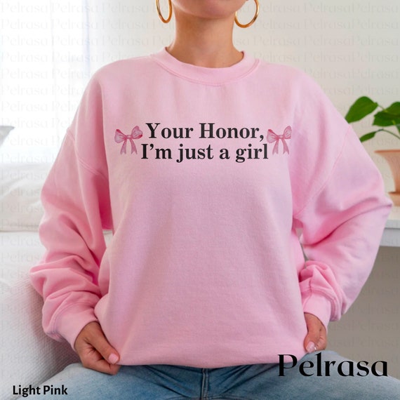 Im Just A Girl Funny Crewneck Gift for Lawyer, Cute Bow Law Student Sweatshirt, Bar Exam Gift, Law School Graduation Gift, Gift for Attorney
