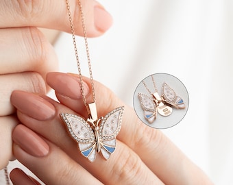 Personalized Butterfly Necklace: Sterling Silver Secret Message, Custom Engraved