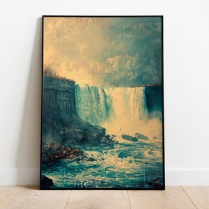 Niagara Falls Painting Vintage Style Niagara Falls Oil Painting Waterfall Art Niagara Waterfall Painting Horseshoe Falls Art Oil Painting