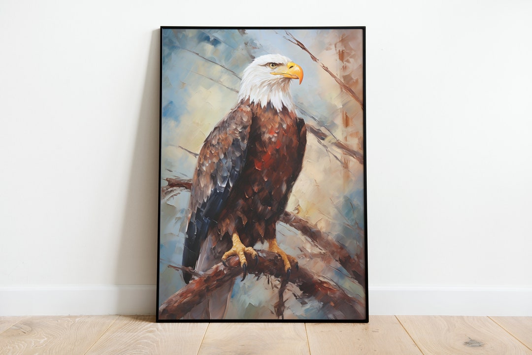 Vintage Bald Eagle Oil Painting, American Eagle Art (digital Download ...